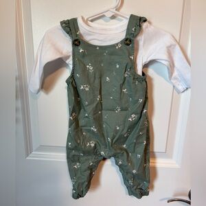 Floral Green Kids Overalls